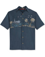 Mighty Navy Polynosic Camp Shirt by Bamboo Cay