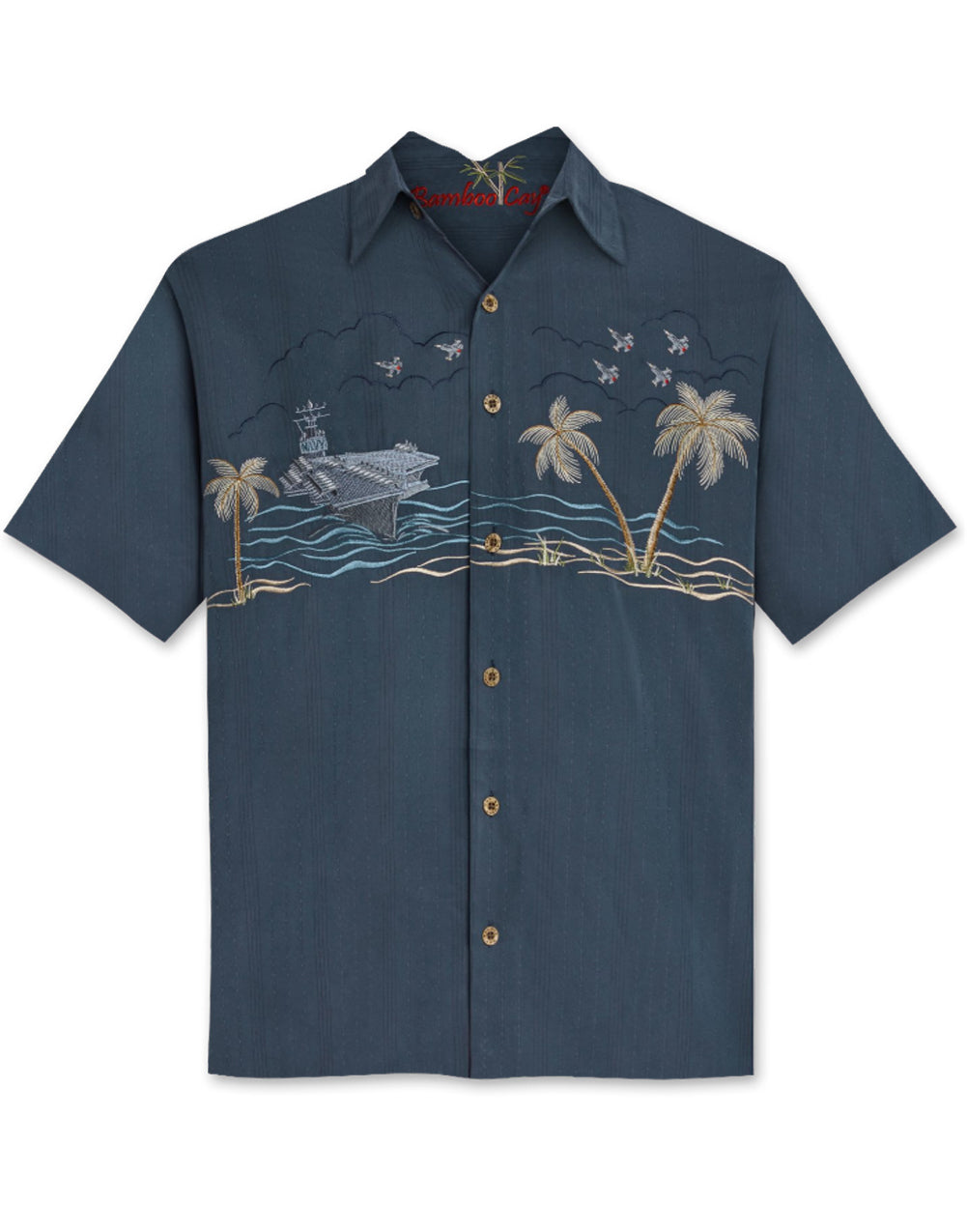 Mighty Navy Polynosic Camp Shirt by Bamboo Cay
