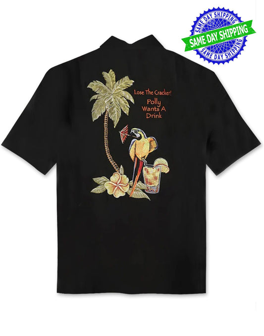 Polly Wants a Drink Embroidered Back Shirt by Weekender
