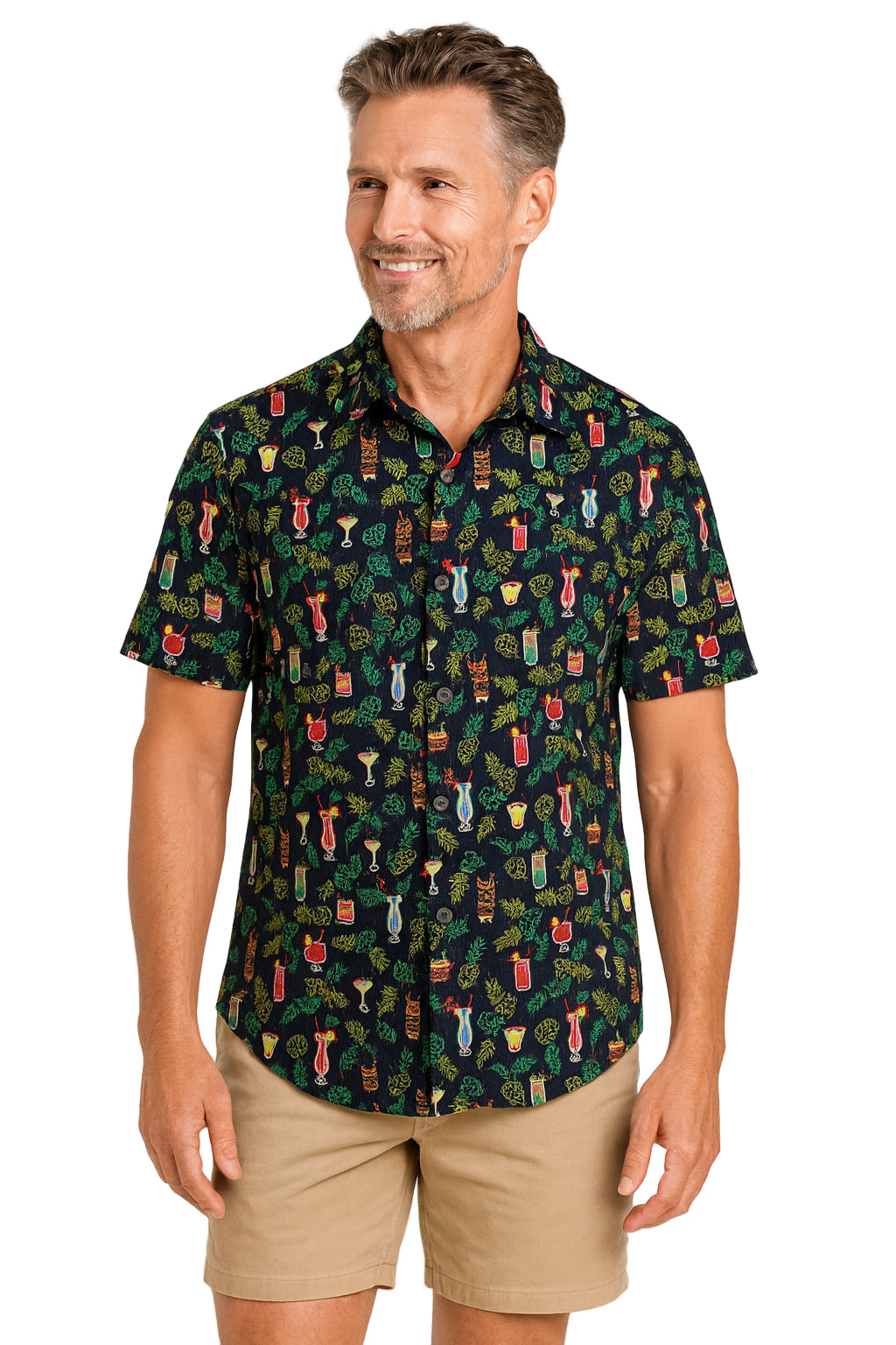 Coastal Ease Midnight Mojito - Christmas Aloha Shirt by Tommy Bahama