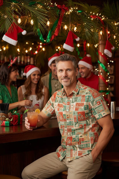 Bahama Coast Gift Wrap - Christmas Aloha Shirt by Tommy Bahama