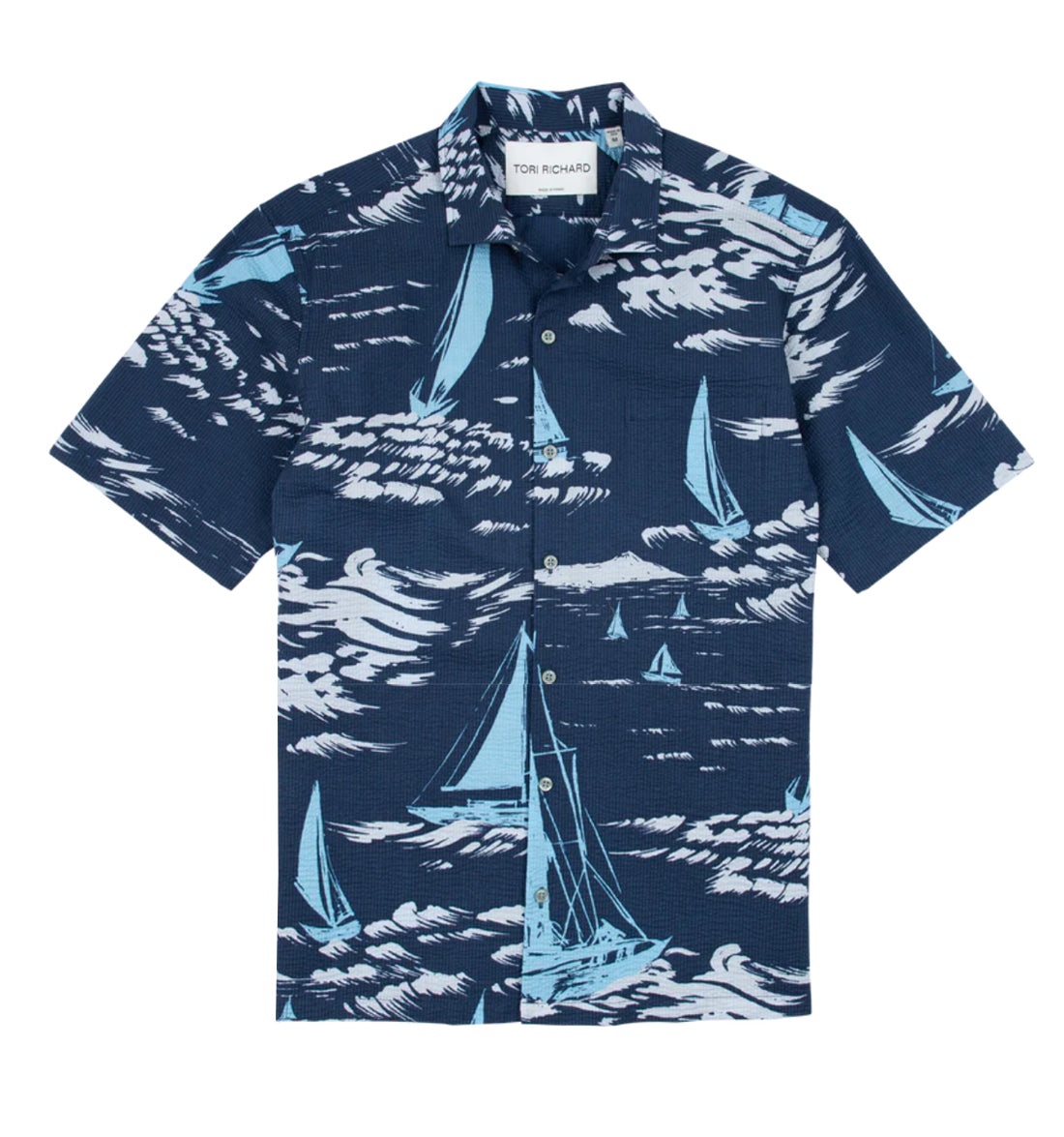 Sailing Cotton Lawn Puckered Shirt by Tori Richard