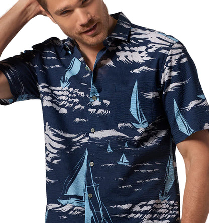 Sailing Cotton Lawn Puckered Shirt by Tori Richard