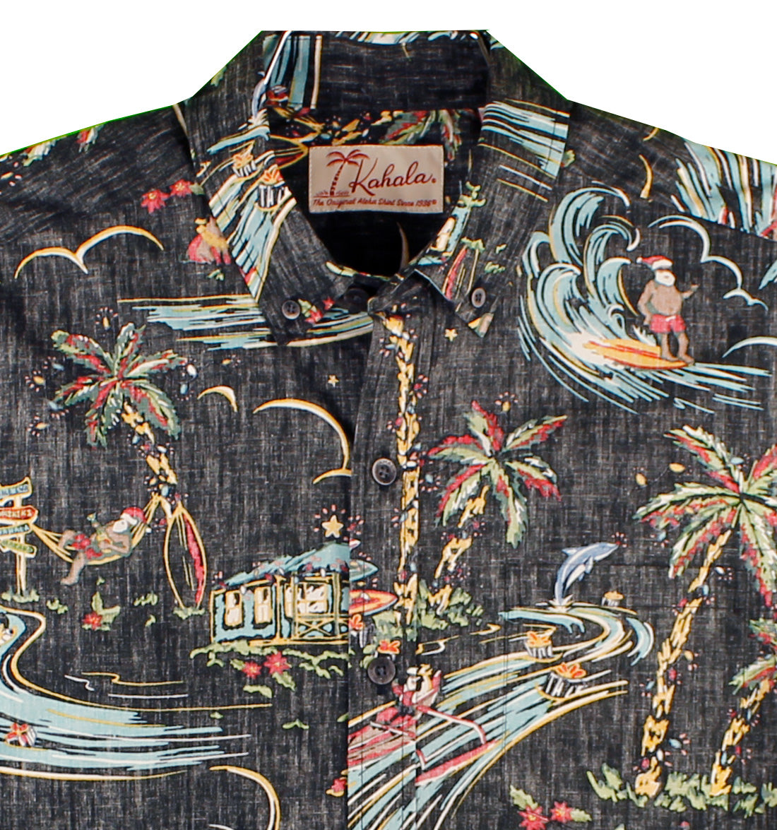 Santa's Island Christmas Aloha Shirt by Kahala