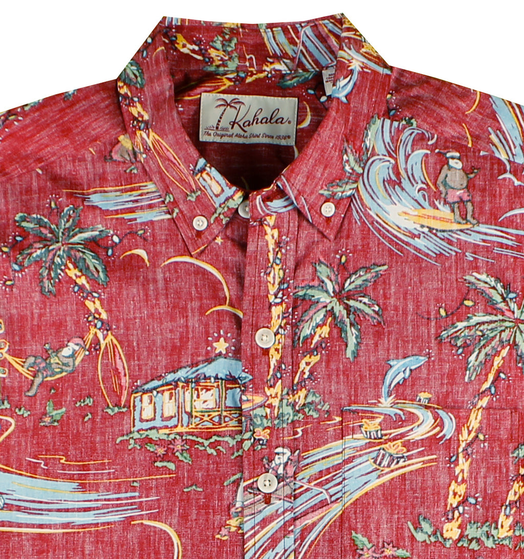 Santa's Island Christmas Aloha Shirt by Kahala