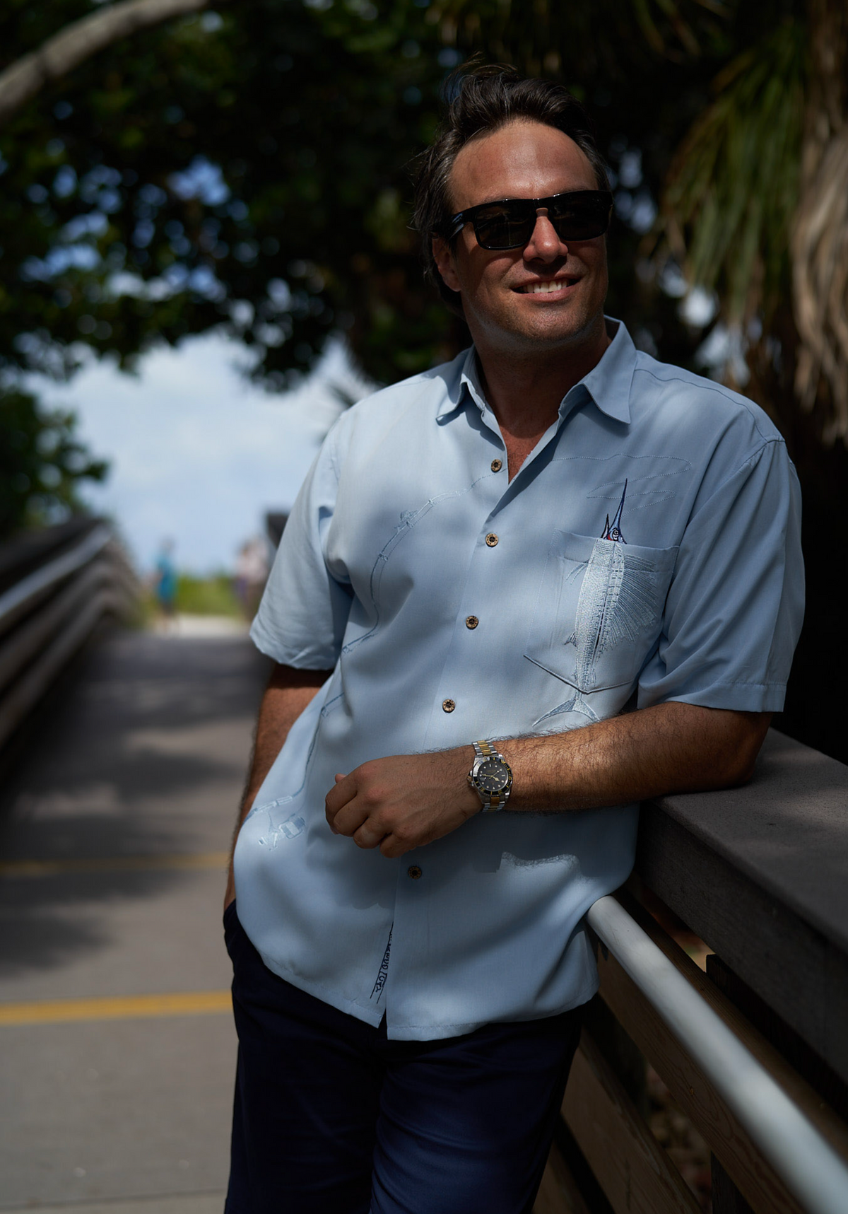 Shake the Hook Embroidered Camp Shirt by Bamboo Cay
