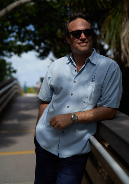 Shake the Hook Embroidered Camp Shirt by Bamboo Cay
