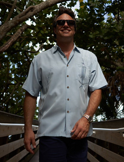 上品スタイル Shake the Hook Embroidered Camp Shirt by Bamboo Cay - WB871 トップス