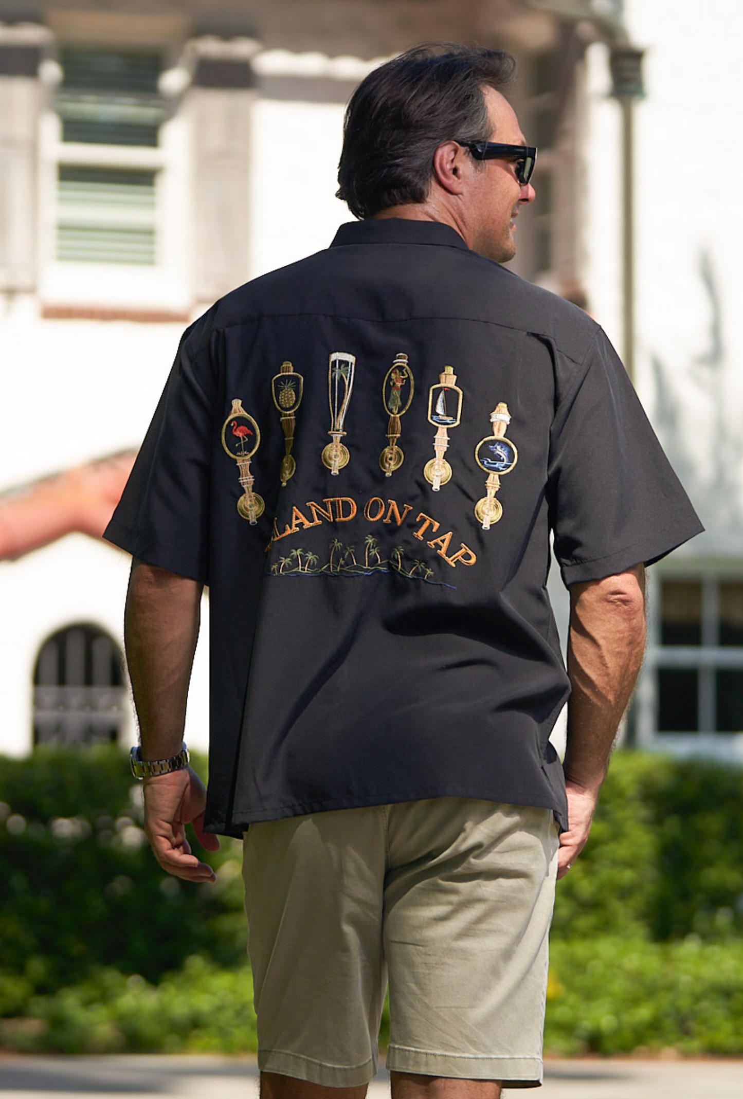 Island on Tap Embroidered Camp Shirt by Bamboo Cay