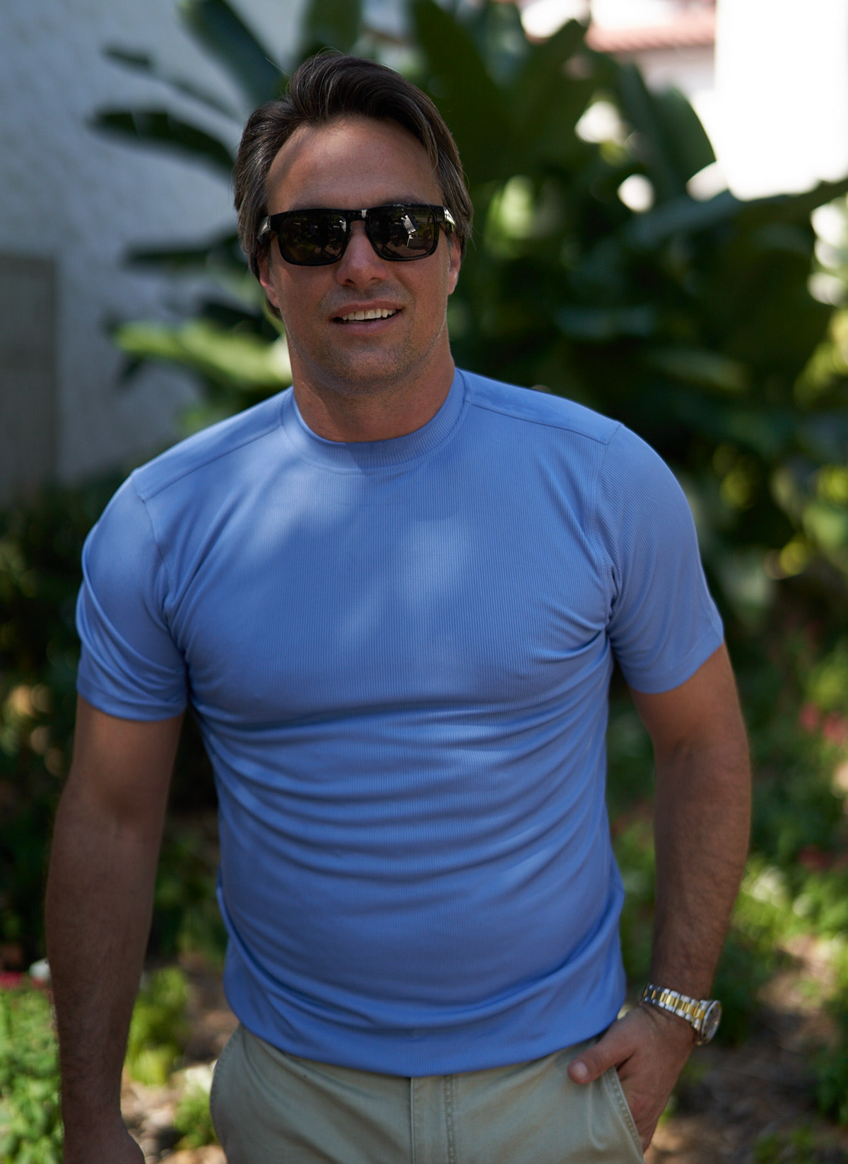 Ribbed Mock Crew or V-Neck Shirt by Tulliano