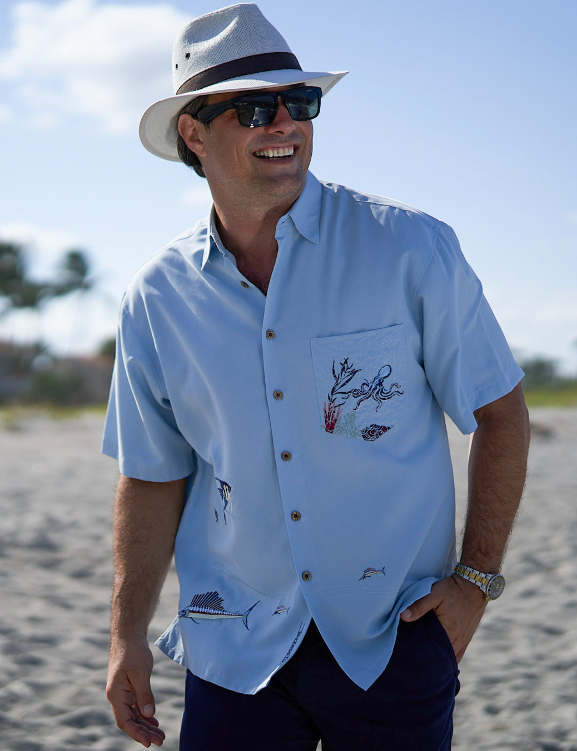 octopus dress shirt Ocean-Inspired Octopus Print Shirt in Cotton Satin - Shirt | Low | White Label