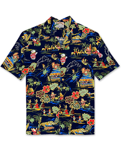 Surf Shack Hawaiian Christmas Aloha Shirt by Paradise Found