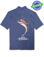 Sailfish Shootout Embroidered Polynosic Camp Shirt by Bamboo Cay