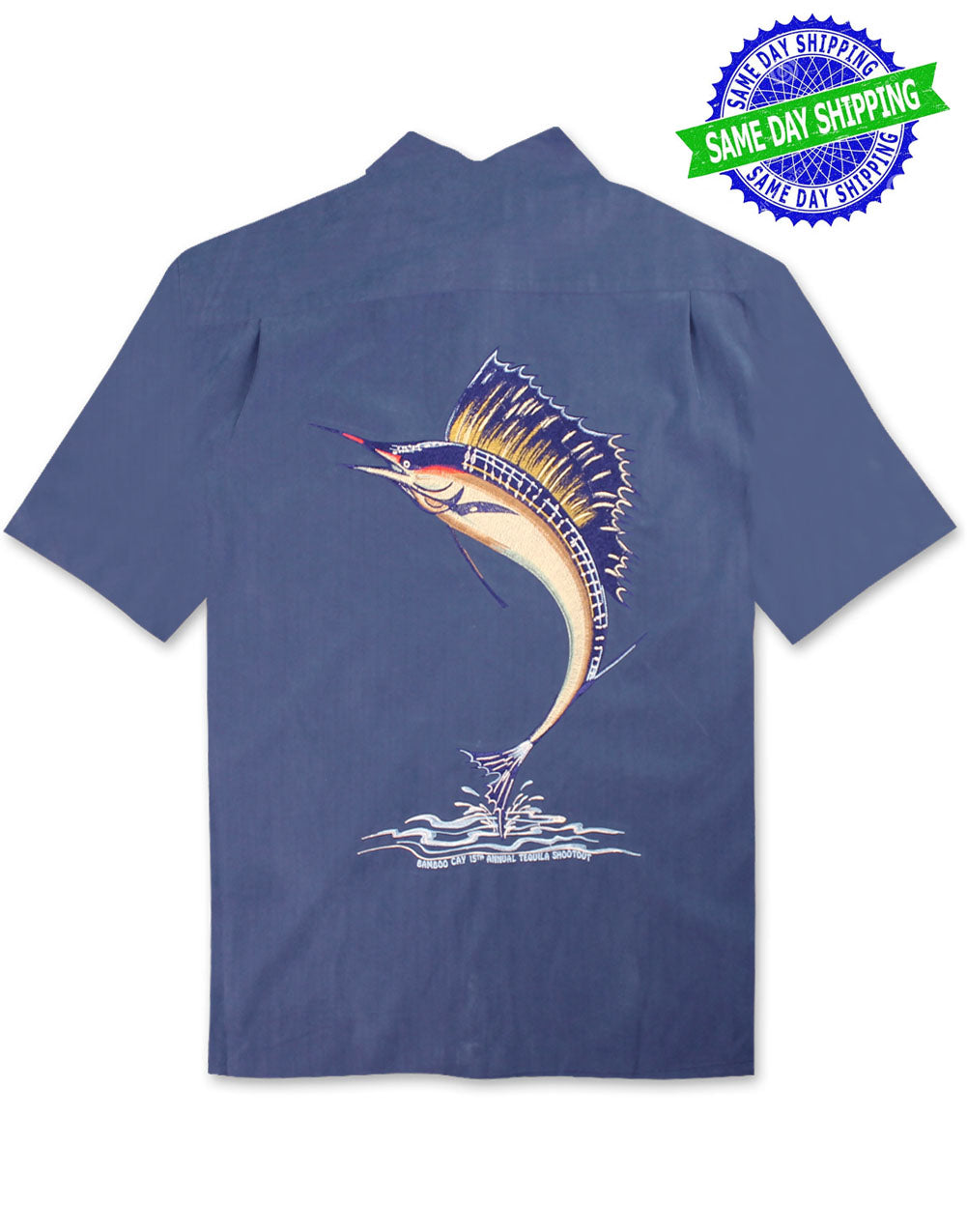 Sailfish Shootout Embroidered Polynosic Camp Shirt by Bamboo Cay