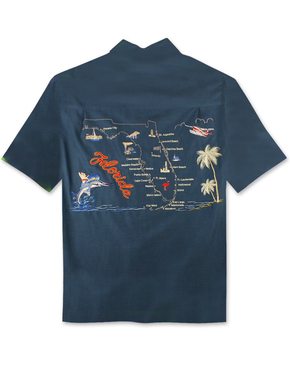 Florida Embroidered Polynosic Camp Shirt by Bamboo Cay