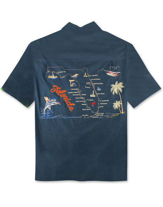 Florida Embroidered Polynosic Camp Shirt by Bamboo Cay