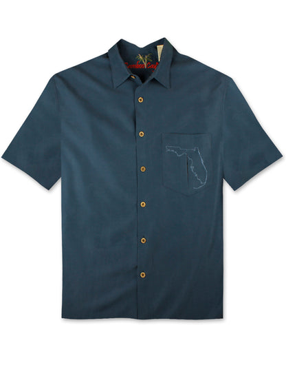 Florida Embroidered Polynosic Camp Shirt by Bamboo Cay