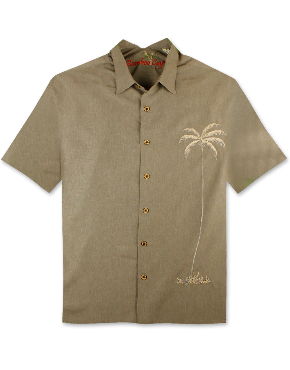 Single Palm Embroidered Polynosic Camp Shirt by Bamboo Cay