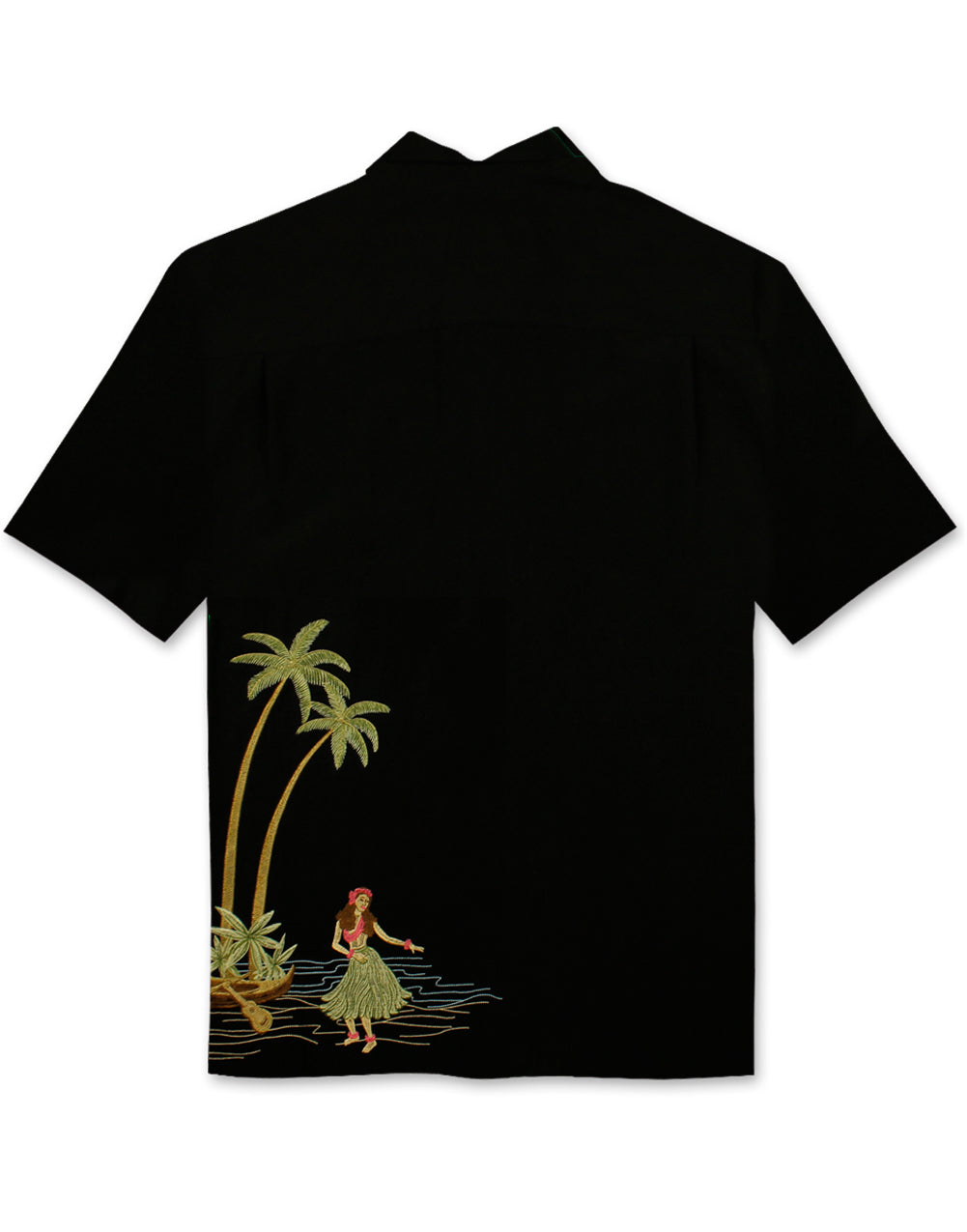 Dancing Hula Embroidered Polynosic Camp Shirt by Bamboo Cay