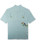 Flying Parrots Embroidered Polynosic Camp Shirt by Bamboo Cay