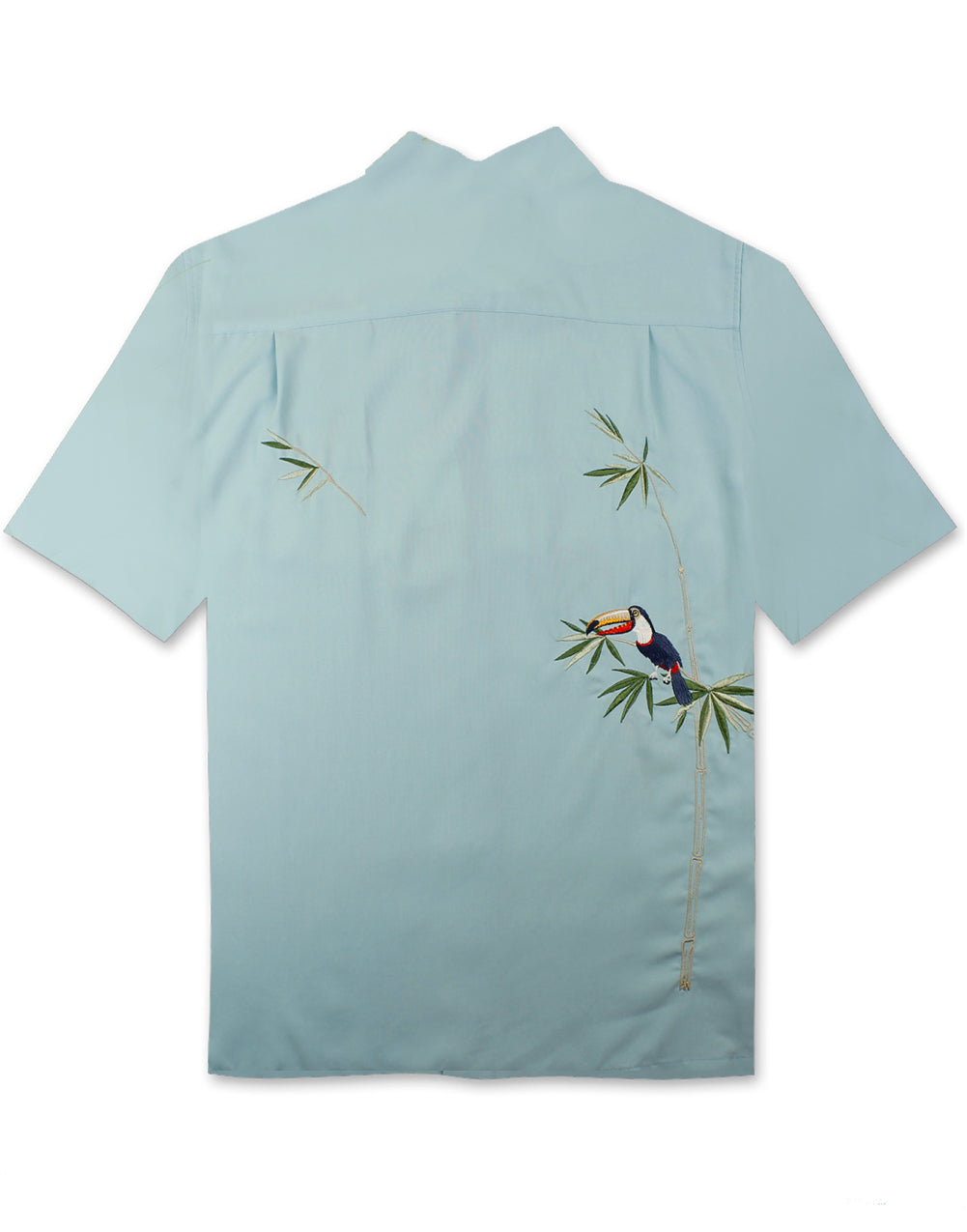 Flying Parrots Embroidered Polynosic Camp Shirt by Bamboo Cay