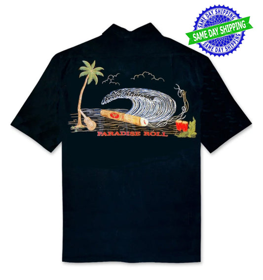 Paradise Roll Embroidered Cigar Camp Shirt by Bamboo Cay
