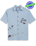 Captured Octopus Embroidered Polynosic Camp Shirt by Bamboo Cay