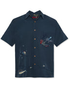Captured Octopus Embroidered Polynosic Camp Shirt by Bamboo Cay