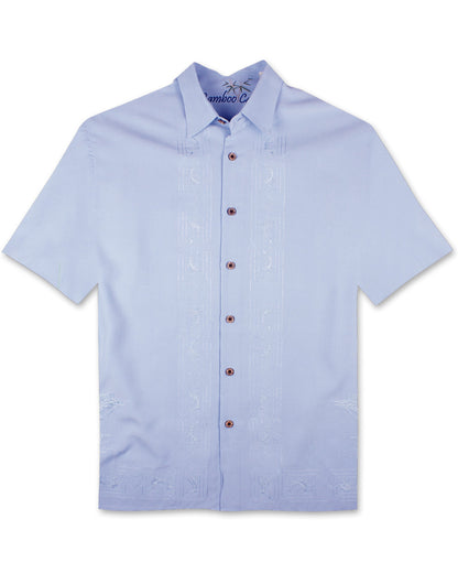 Key Largo Fish Embroidered Polynosic Camp Shirt by Bamboo Cay