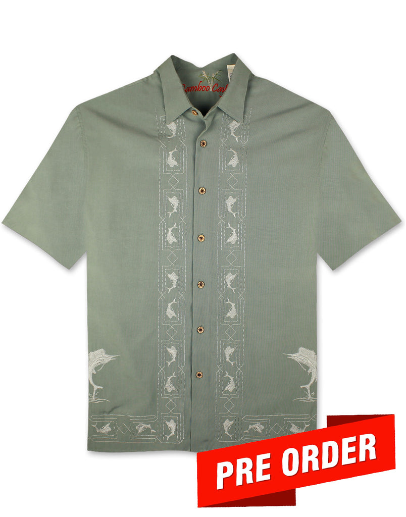 Key Largo Fish Embroidered Polynosic Camp Shirt by Bamboo Cay