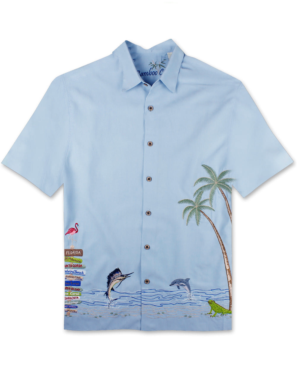 Florida Your Way Embroidered Polynosic Camp Shirt by Bamboo Cay