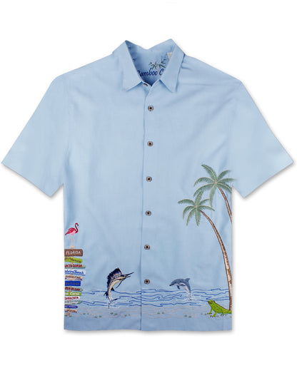 Florida Your Way Embroidered Polynosic Camp Shirt by Bamboo Cay