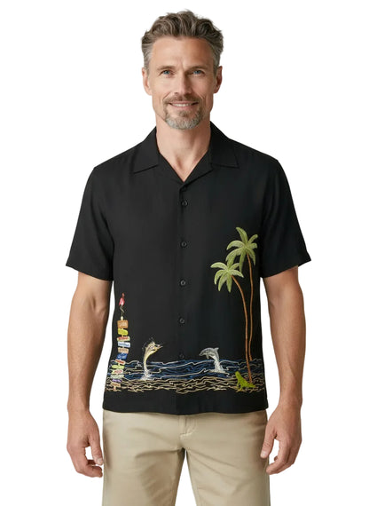 Florida Your Way Embroidered Polynosic Camp Shirt by Bamboo Cay