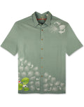 Lily Pad Koi Fish Embroidered Polynosic Camp Shirt by Bamboo Cay
