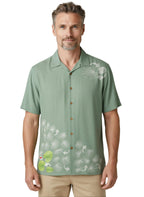 Lily Pad Koi Fish Embroidered Polynosic Camp Shirt by Bamboo Cay