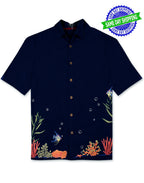Coral Harmony Embroidered Polynosic Camp Shirt by Bamboo Cay