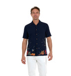 Coral Harmony Embroidered Polynosic Camp Shirt by Bamboo Cay