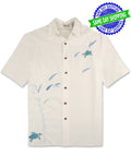 Turtles On The Loose Embroidered Camp Shirt by Bamboo Cay