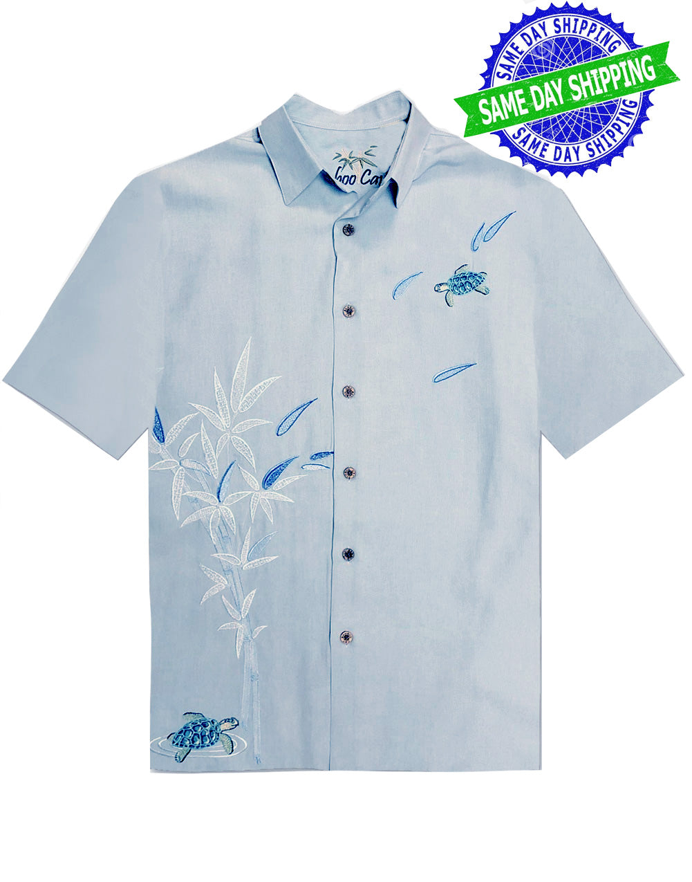 Turtles On The Loose Embroidered Camp Shirt by Bamboo Cay