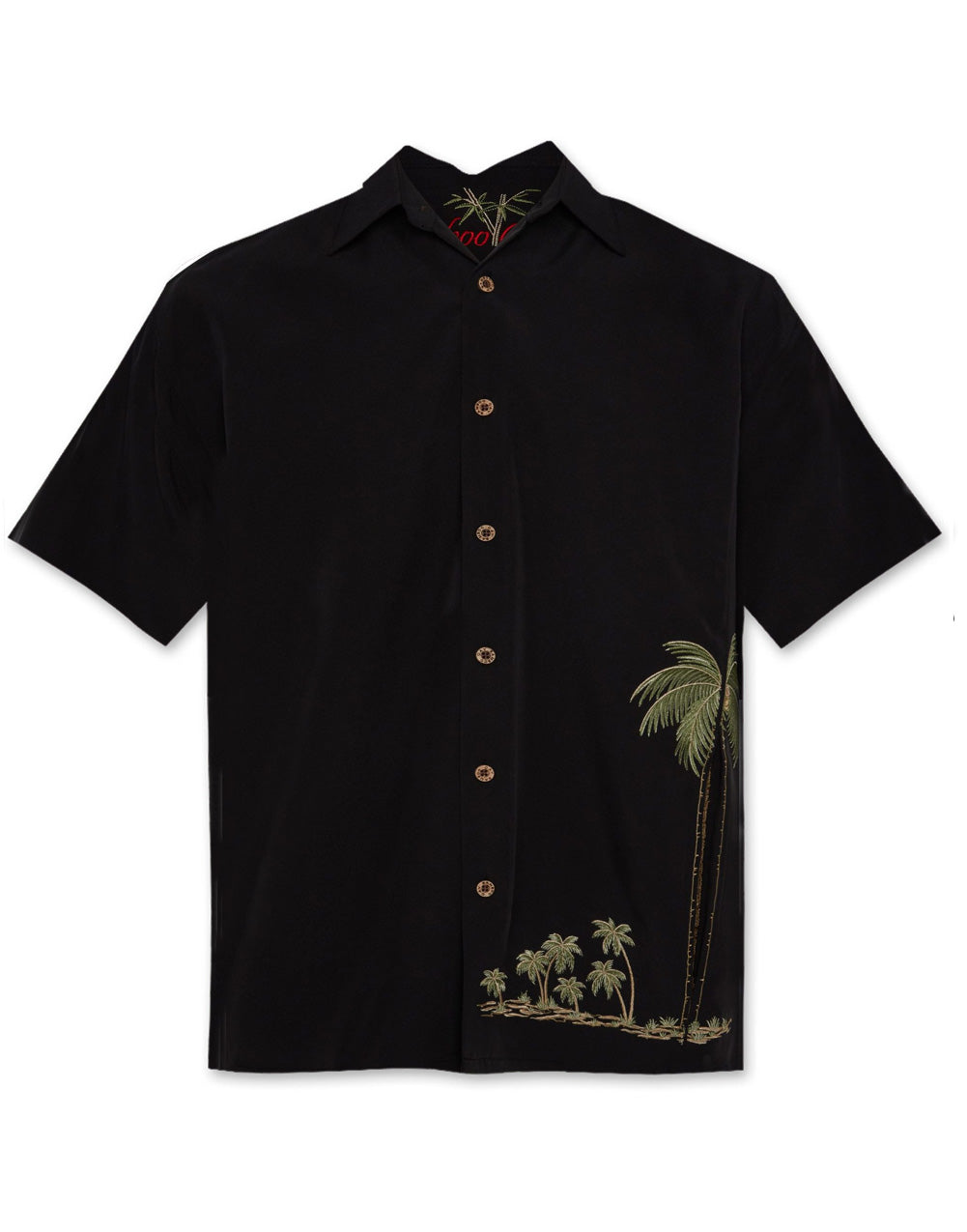 Front Elevated Palm Embroidered Polynosic Camp Shirt by Bamboo Cay