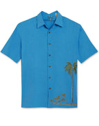 Front Elevated Palm Embroidered Polynosic Camp Shirt by Bamboo Cay