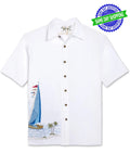 Sailing the Good Life Embroidered Polynosic Camp Shirt by Bamboo Cay