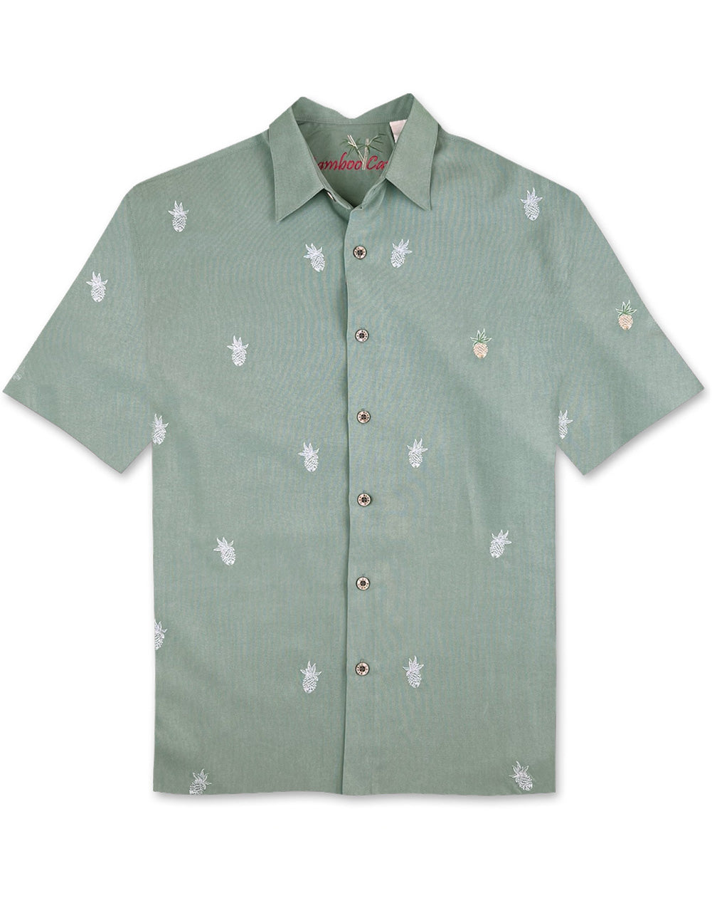 Pineapple Collection Embroidered Polynosic Camp Shirt by Bamboo Cay