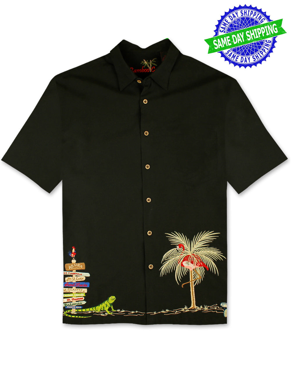 Caribbean Treasures Polynosic Camp Shirt by Bamboo Cay