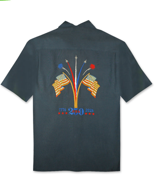 We The People Embroidered Polynosic Camp Shirt by Bamboo Cay