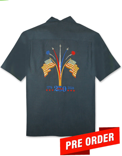We The People Embroidered Polynosic Camp Shirt by Bamboo Cay