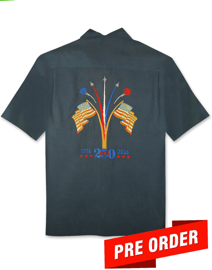 We The People Embroidered Polynosic Camp Shirt by Bamboo Cay