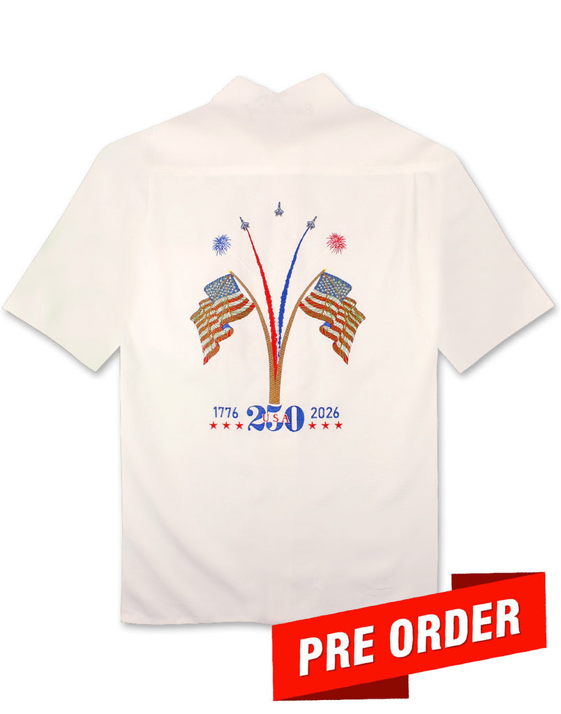 We The People Embroidered Polynosic Camp Shirt by Bamboo Cay