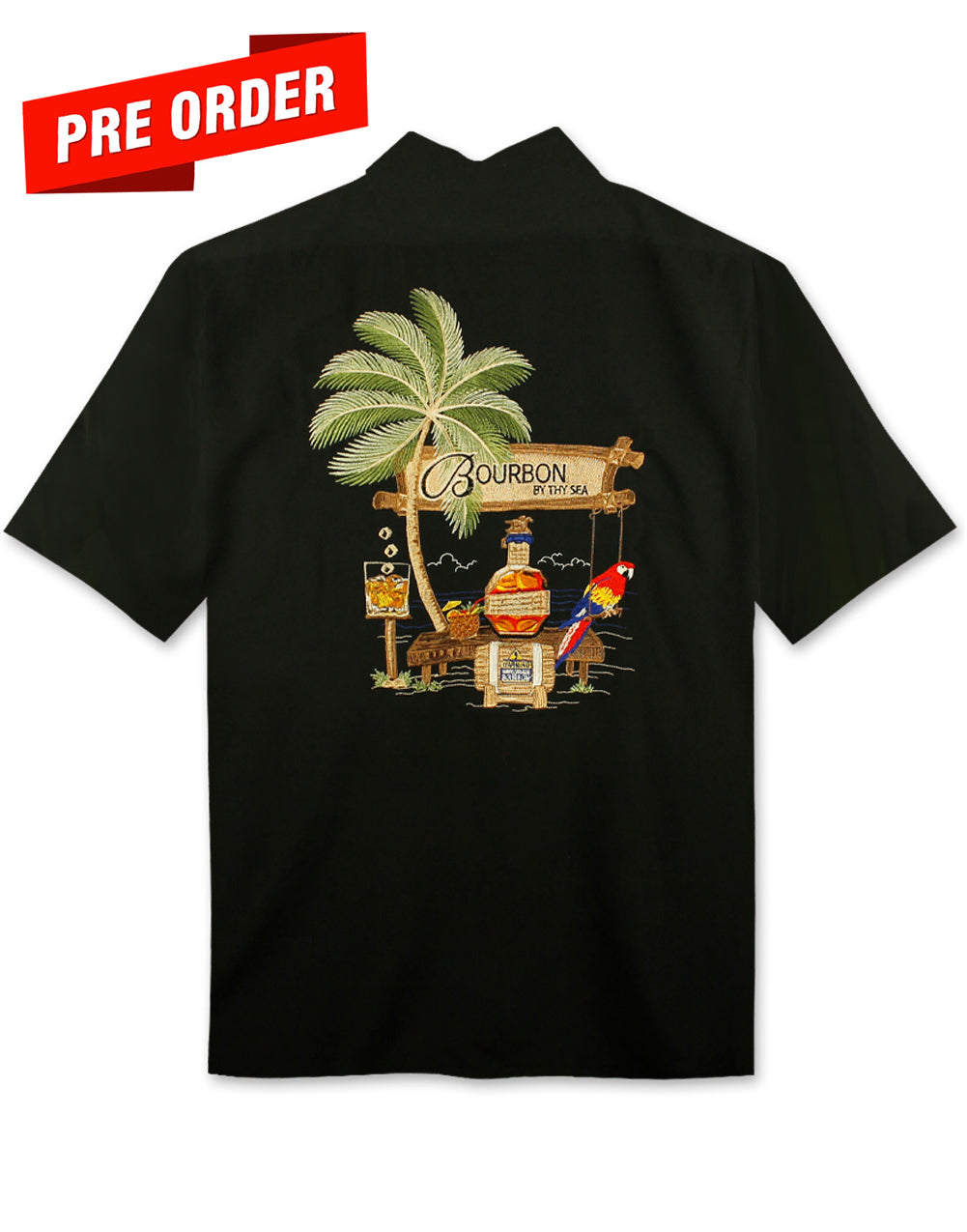 Bourbon by the Sea Embroidered Polynosic Camp Shirt by Bamboo Cay
