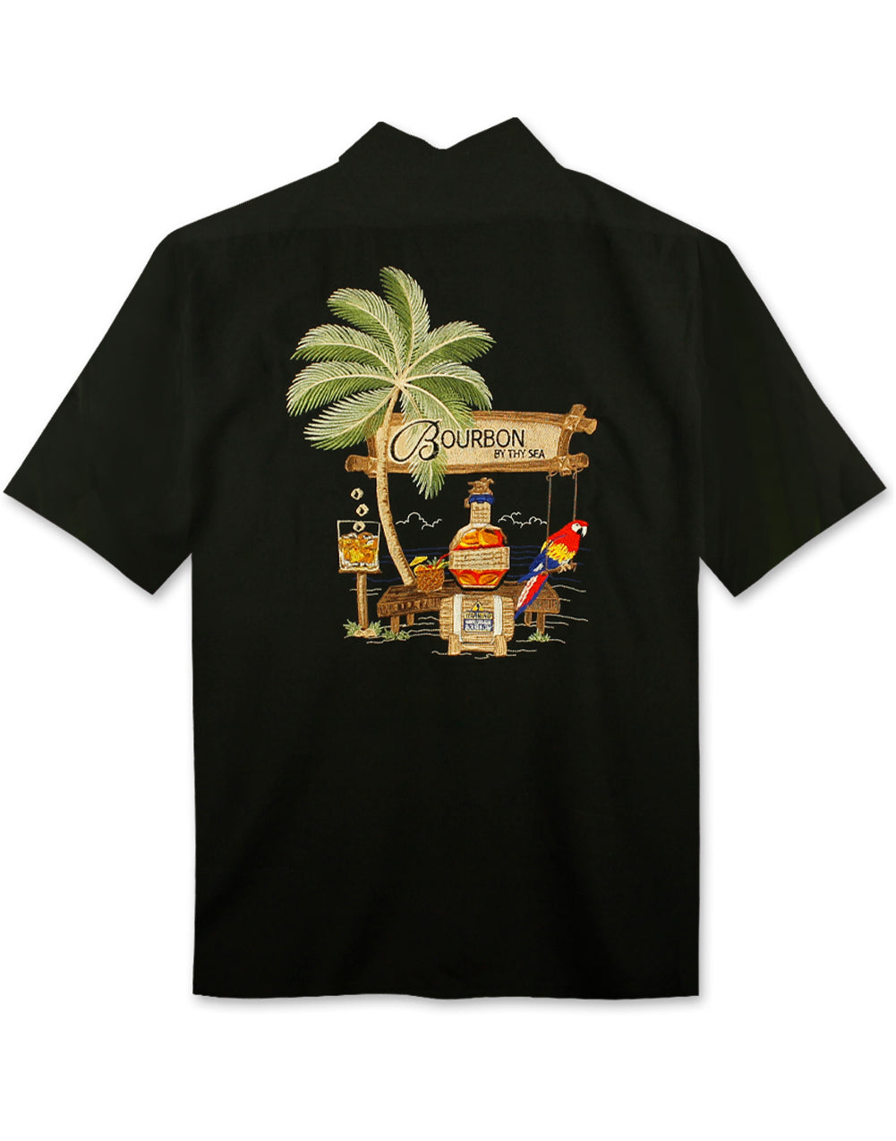Bourbon by the Sea Embroidered Polynosic Camp Shirt by Bamboo Cay